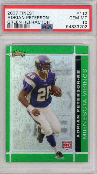 Adrian Peterson 2007 Topps Finest #112 Green Refractor PSA 10 /199 POP 12