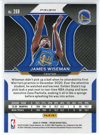 James Wiseman 2020-21 Panini Prizm Red/White/Blue Prizm Rookie Card #268