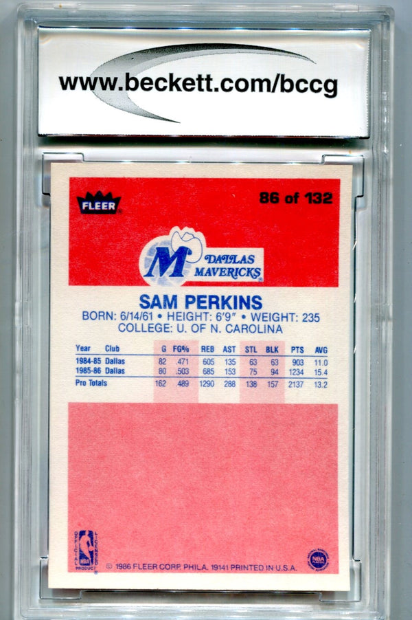Sam Perkins 1986-87 Fleer Premier #86 BCCG Near Mint 9 Card