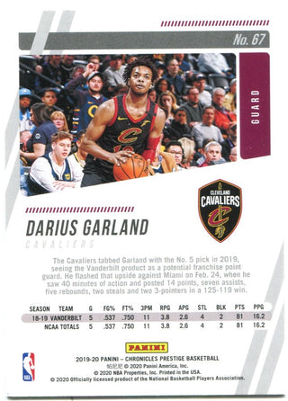 Darius Garland Panini Chronicles Prestige Rookie Card