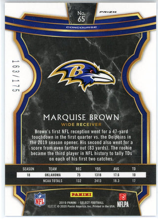 Marquise Brown 2019 Panini Select Concourse Blue Prizm Rookie Card #65