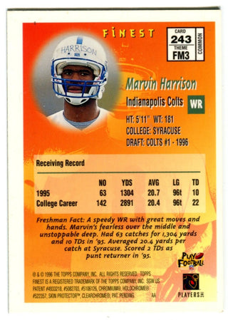 Marvin Harrison 1996 Topps Freshman Finest Rookie Card