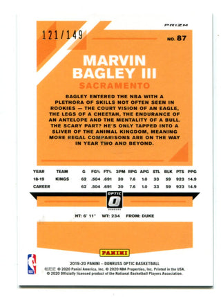 Marvin Bagley III 2018-19 Donruss Optic Lime Green Refractor Prizm #87 /149