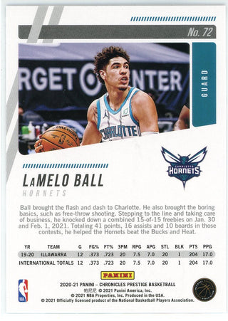 LaMelo Ball 2020-21 Panini Chronicles Prestige Rookie Card #72