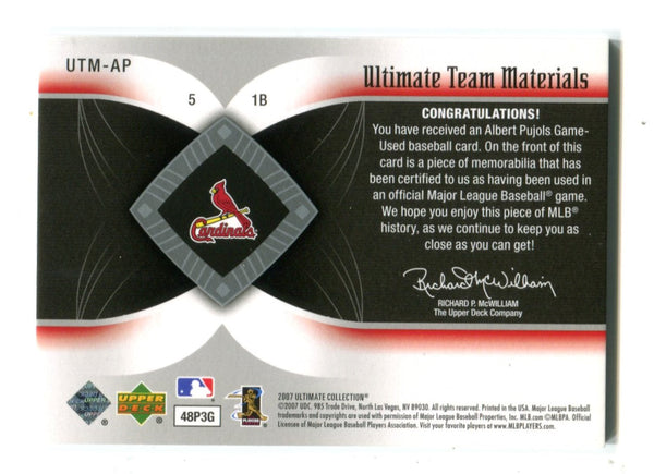 Albert Pujols 2007 Upper Deck Ultimate Team Materials Card #UTMAP 37/50