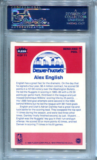 Alex English 1986 Fleer Sticker #4 PSA EX-MT 6 Card