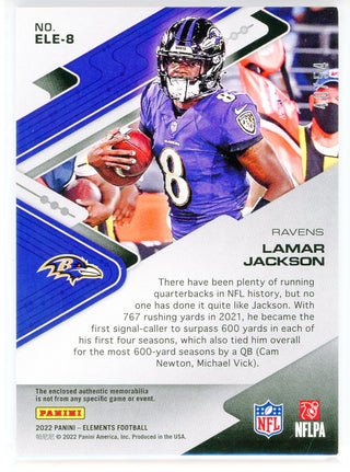 Lamar Jackson 2022 Panini Elements Electric Patch Card #ELE-8