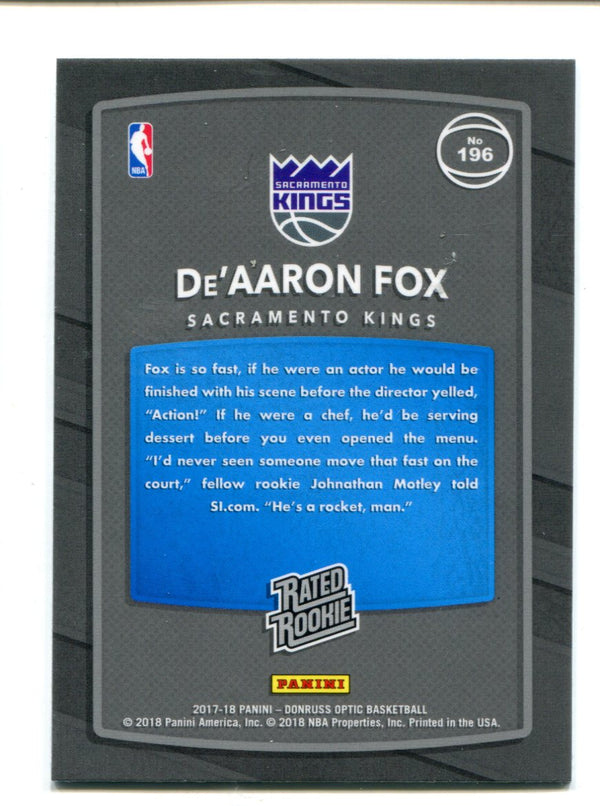 De'Aaron Fox 2017 Donruss Optic Rated Rookie #196 RC