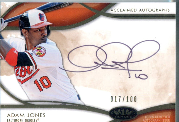 Adam Jones 2014 Topps Tier 1 Autographed Card #17/100