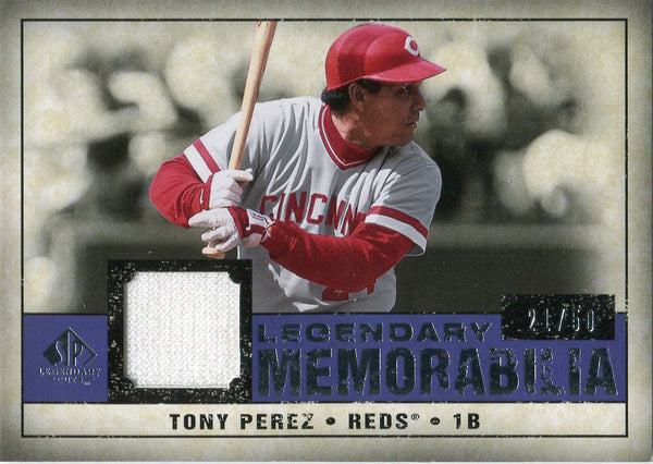 Tony Perez 2008 Upper Deck SP Legendary Memorabilia Game Used Jersey Card /50