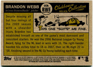 2010 Topps Heritage Brandon Webb Game Worn Jersey Card