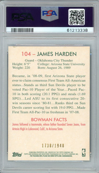 James Harden 2009 Bowman '48 Blue Card #104 (PSA NM 7)