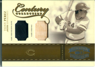 Tony Perez 2004 Donruss Threads Throwback Century Collection Glove / Bat Card