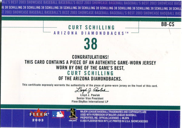 Curt Schilling 2003 Fleer Game Worn Jersey Card