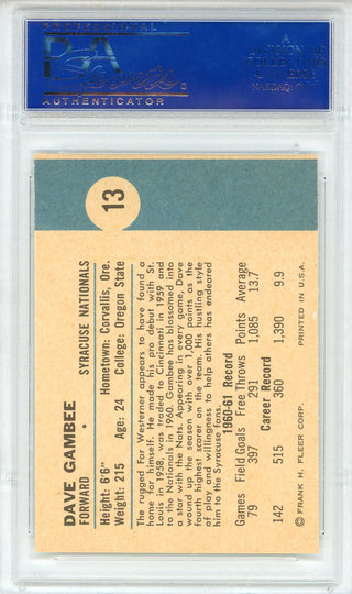 Dave Gambee 1961 Fleer Card #13 (PSA NM-MT 8)
