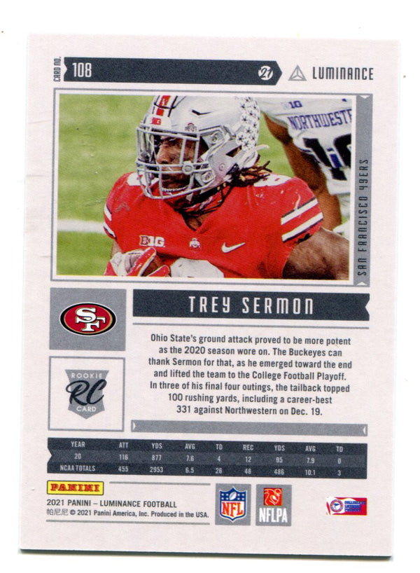 Trey Sermon 2021 Panini Luminance #108 Rookie Card /99