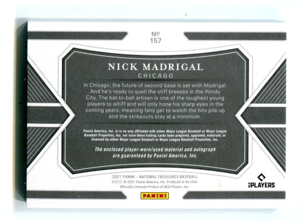 Nick Madrigal 2021 Panini National Treasures #157 Jersey Card /49