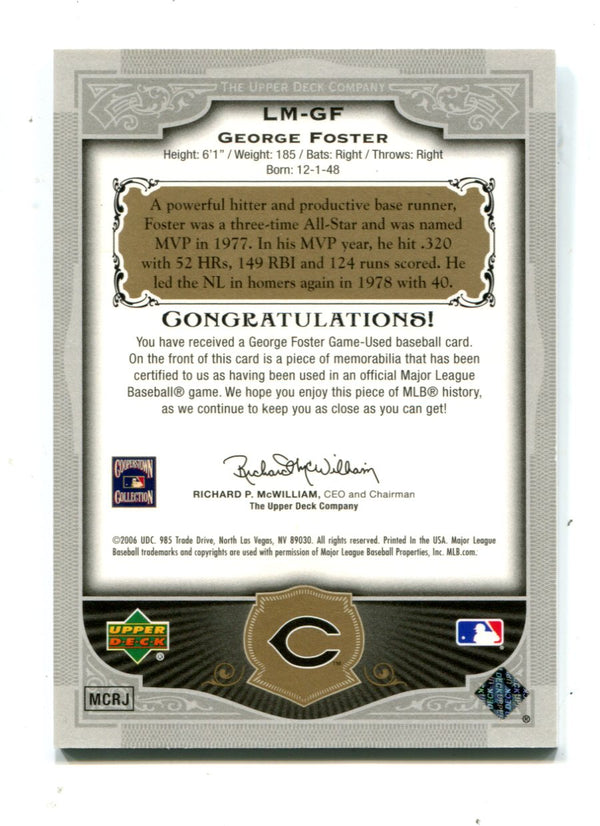 George Foster 2006 Upper Deck Legendary Cuts Bat Card 105/199