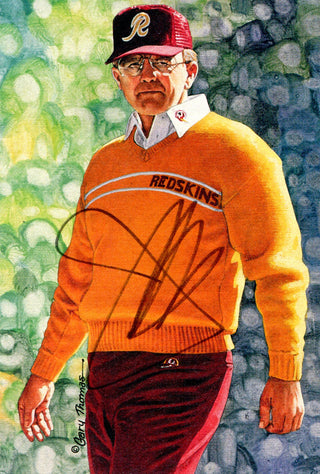 Joe Gibbs Autographed Goal Line Art Postcard