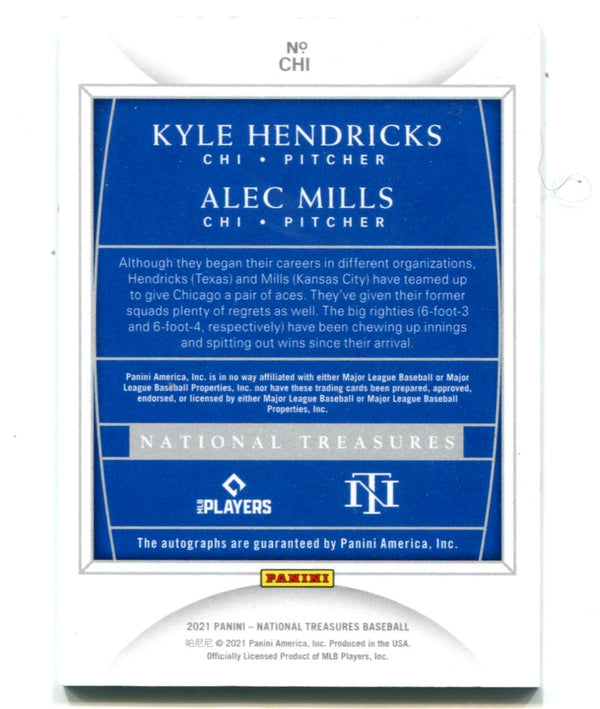 Kyle Hendricks/Alec Mills 2021 Panini National Treasures Dual Signatures Card /99