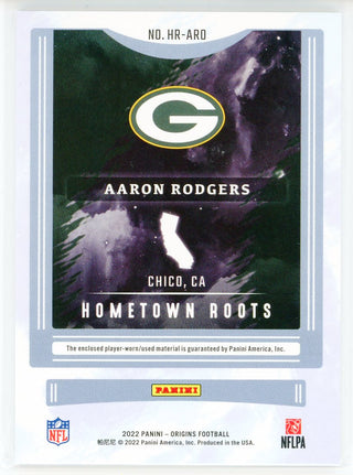 Aaron Rodgers 2022 panini Origins Hometown Roots Patch Card #HR-ARO