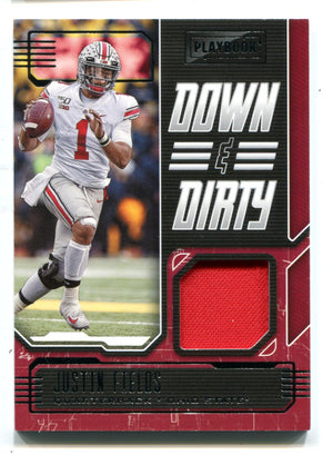 Justin Fields 2021 Panini Chronicles Playbook Down & Dirty #pbjf Jersey Card