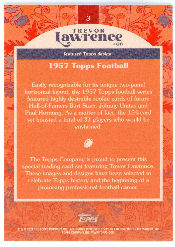 Trevor Lawrence 2021 Topps 1957 Topps Football Card #3