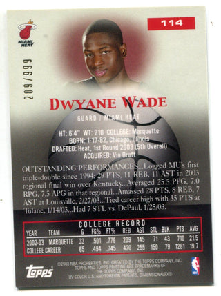 Dwyane Wade 2003 Topps Pristine #114 209/999