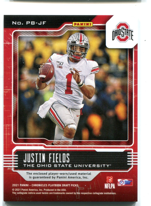 Justin Fields 2021 Panini Chronicles Playbook Down & Dirty #pbjf Jersey Card