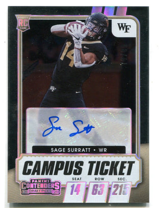 Sage Surray 2021 Panini Contenders Draft Picks #149 Autographed Card
