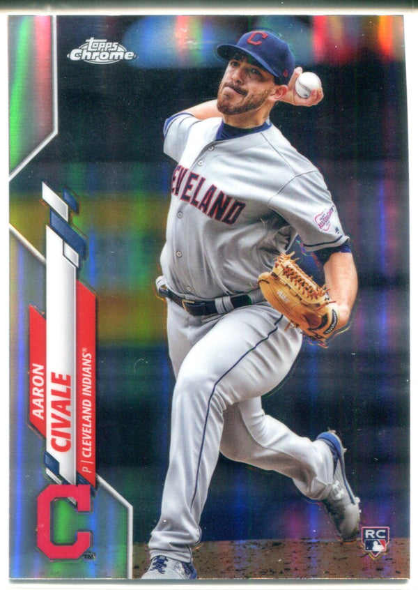 Aaron Civale 2020 Topps Chrome Rookie Refractor Card #143