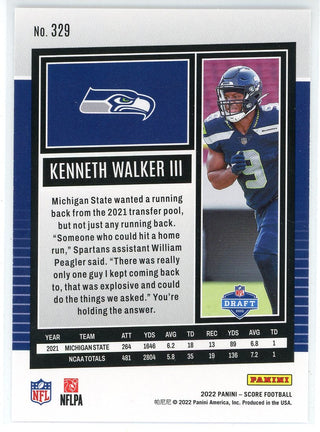 Kenneth Walker III 2022 Panini Score Rookie Card #329