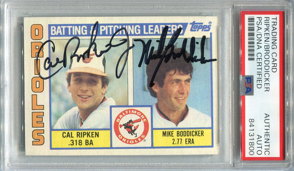 Cal Ripken Jr.  & Mike Boddicker Autographed 1984 Topps Card (PSA)
