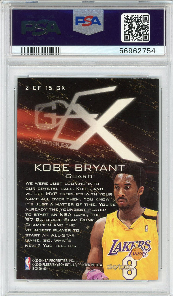Kobe Bryant 1999 Skybox E-X Generation E-X Card #2 (PSA