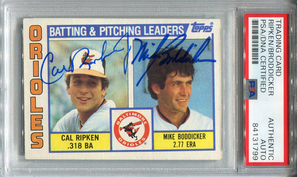 Cal Ripken Jr.  & Mike Boddicker Autographed 1984 Topps Card (PSA)