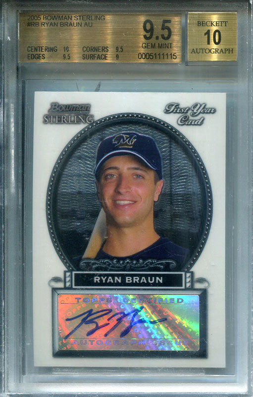 Ryan Braun Autographed 2005 Bowman Sterling Rookie Card