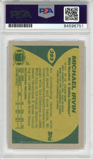 Michael Irvin "HOF 07" Autographed 1989 Topps Rookie Card (PSA Auto Grade 10)