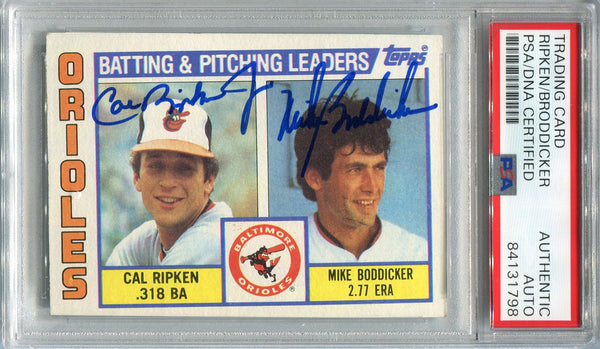 Cal Ripken Jr. & Mike Boddicker Autographed 1984 Topps Card (PSA)