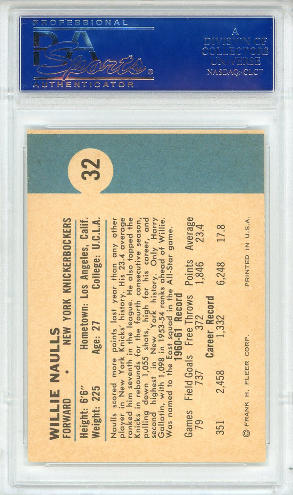 Willie Naulls 1961 Fleer Card #32 (PSA NM-MT 8)