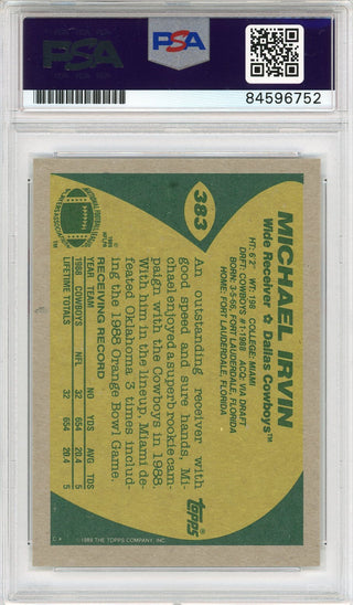 Michael Irvin "HOF 07" Autographed 1989 Topps Rookie Card (PSA Auto Grade 10)
