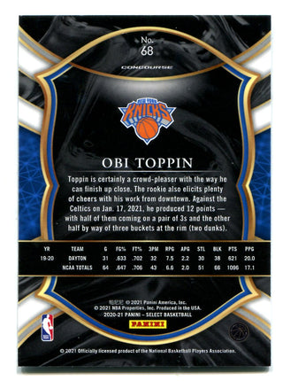 Obi Toppin 2021 Panini Select #68 Rookie Card