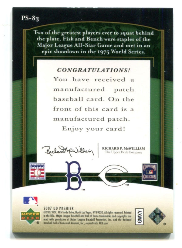 Carlton Fisk/Johnny Bench 2007 Upper Deck World Series Patch Card 8/10