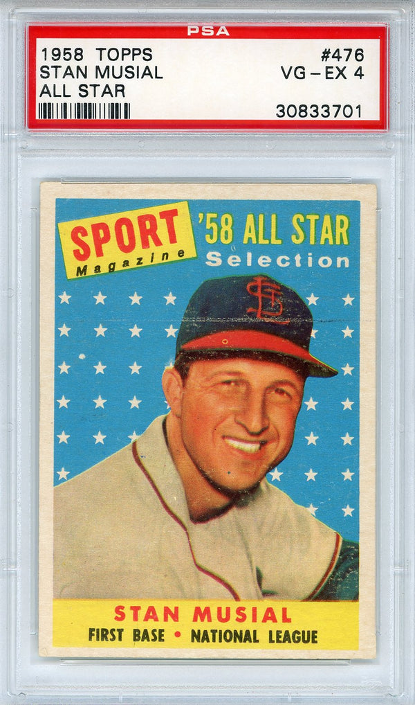 Stan Musial 1958 Topps All-Star Card #476 (PSA VG-EX 4)
