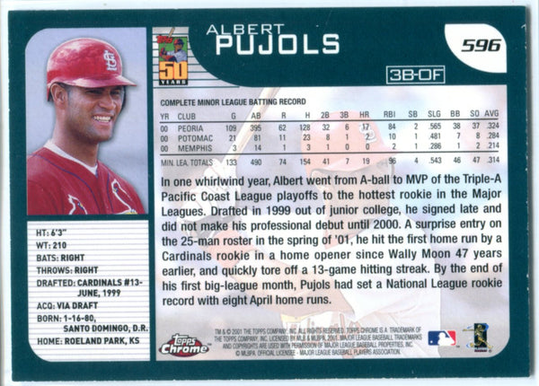 Albert Pujols 2001 Topps Chrome Rookie Card Late Edition #596 St