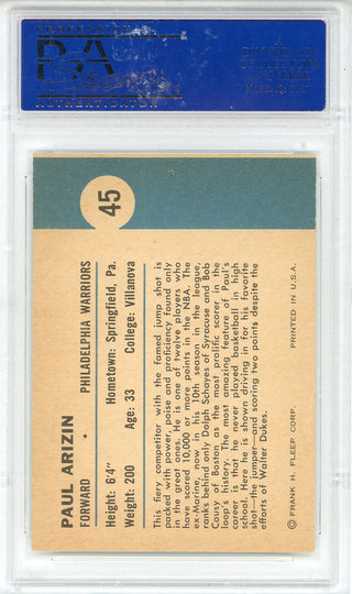 Paul Arizin 1961 Fleer Card #45 (PSA NM-MT 8)