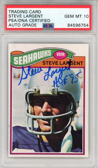 Steve Largent "HOF 95" Autographed 1977 Topps Rookie Card (PSA Auto Grade 10)