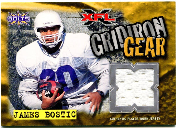 XFL James Bostic Gridiron Gear Authentic Jersey Card