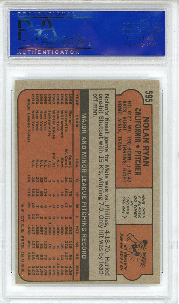 Nolan Ryan 1972 Topps Card #595 (PSA NM-MT 8 OC)