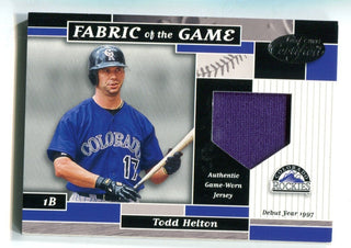 Todd Helton 2002 Donruss Fabric Of The Game #FG130 Patch Card /97