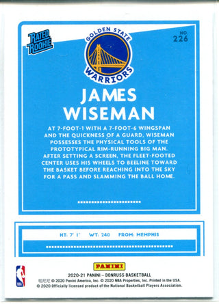 James Wiseman 2020-2021 Panini Donruss Rated Rookie Card #226